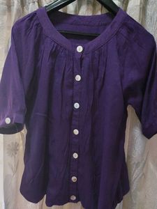 Purple Button-Down Top