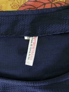 Navy Blue Mesh Sleeve Top