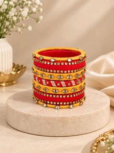 Stunning Red & Yellow Silk Thread Bangles