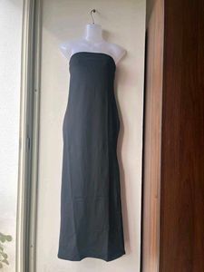 Elegant Black Strapless Maxi Dress(Large)