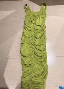 Lime Ruched Bodycon Dress