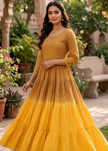 Elegant Yellow Anarkali Kurta Set Without Pant