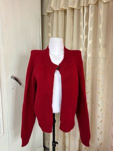 Chic Red Knit Cardigan