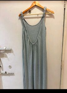 Scrunchie Strap Grey Maxi Dress