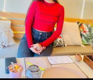 Red Long Sleeve Crop Top