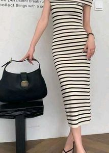Chic Off-Shoulder Striped Maxi Dress