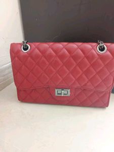 Chic Red Quilted Chain Shoulder Bag