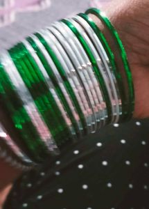 White And Green Colour Bangles