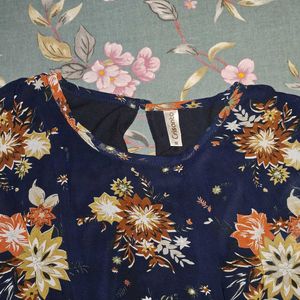 Boho Floral Print Sheer Blouse