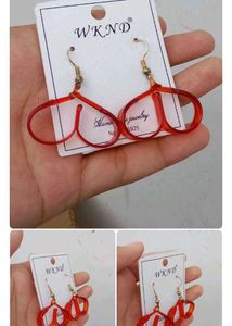 Red Abstract Shape Earrings
