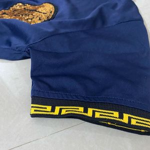Sparkly Angel Wing Navy Top