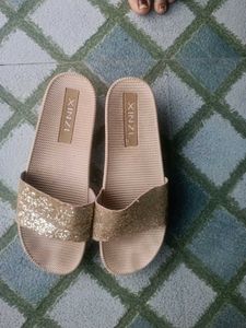 Sparkly Gold Slip-On Sandals