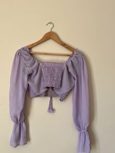 Lilac Polka Dot Crop Top