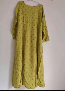 Yellowish Green Embroidered Tassel Dress