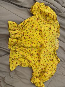 Cute Yellow Floral Cropped Top
