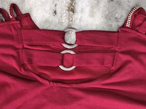 Maroon top with Embellished Neckline