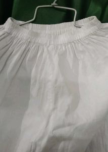 White Elasticated kurta Pants