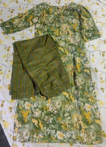Green cotton kurta Pant set