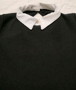 Genz Collar Top Three-fourth Sleeve