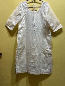 White And Blue Kurta &amp; Pant With Dupatta Size L