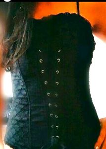 Black Designer Lace Up Corset Top