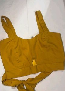 Yellow Crop Top with Tie Detail