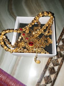 Gold And Red Diamond Lehanga And Saree Kamarbandh New Hai Aur Not Used