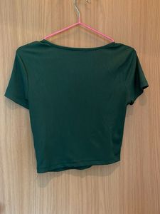 Forest Green Ribbed Cropped Top