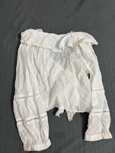 Boho White Ruffle Blouse