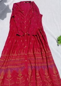 Maroon Printed Anarkali 🌼🛍️