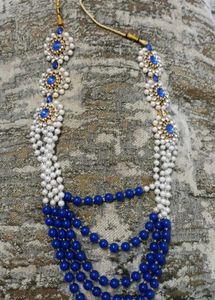 Stunning Blue &amp; White Beaded Necklace