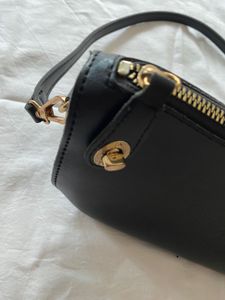 Chic Black Faux Leather Shoulder Bag