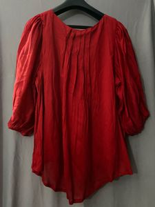 Wills Clublife Red Blouse with Pleated Detail