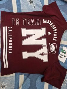 Maroon Graphic One Shoulder Top