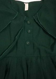 Green Flared Button-Up Top