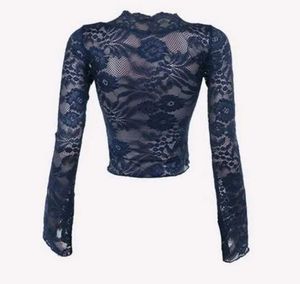 Sheer Lace Long Sleeve Top from Savana XS