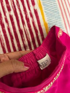 Stunning Pink Embroidered Kurta Set with Sharara