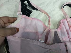 Lace Trimmed 💛Pink &amp; Black Bra