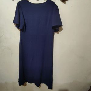Navy Button-Down Midi Dress