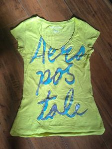 Y2K Aeropostale Lime Green Deep Neck Slim Fit Top