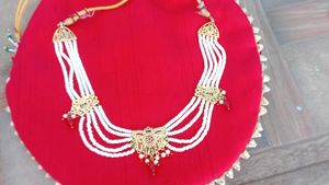 Elegant Pearl & Gold Toned Necklace Set