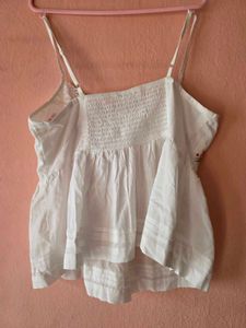 White Smocked Cami Top