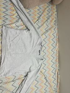 Grey Striped V-Neck T-Shirt