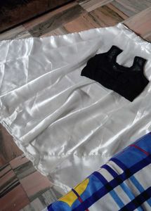 Black Crop Top &amp; White Skirt Set