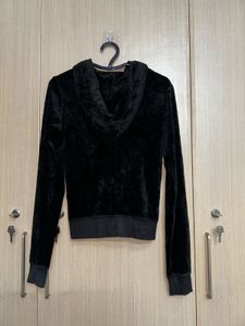 Juicy Couture Black Velour Zip Hoodie