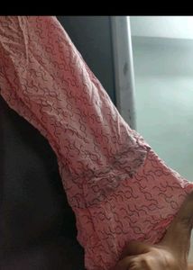 White Printed Short Sleeve and Pink Tunic Top