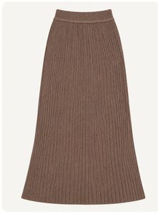 Ribbed Knit Maxi Skirt with Slit