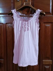 Soft Pink Ruffled Night Dress