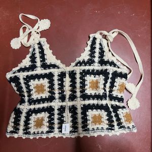 Crocheted Square Pattern Halter Top