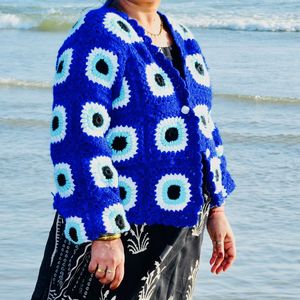 Handmade Boho evilEye Pattern Knit Sweater